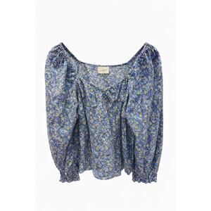 3 for $9 100% Cotton Square Neck Puff Sleeve Floral Blouse S